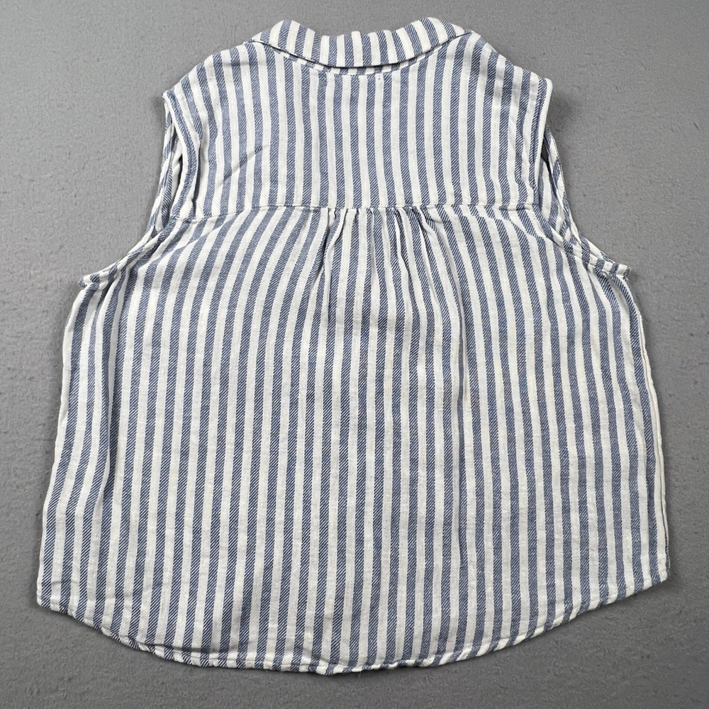 Angels Forever Young Striped Sleeveless Top Womens L Linen Blend Casual Summer - Picture 3 of 12